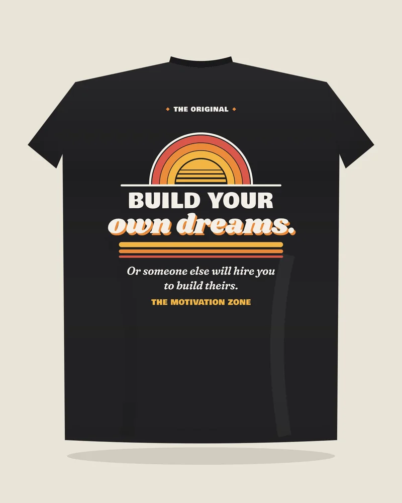 Black tee with the print “The original.”, back view (illustration)